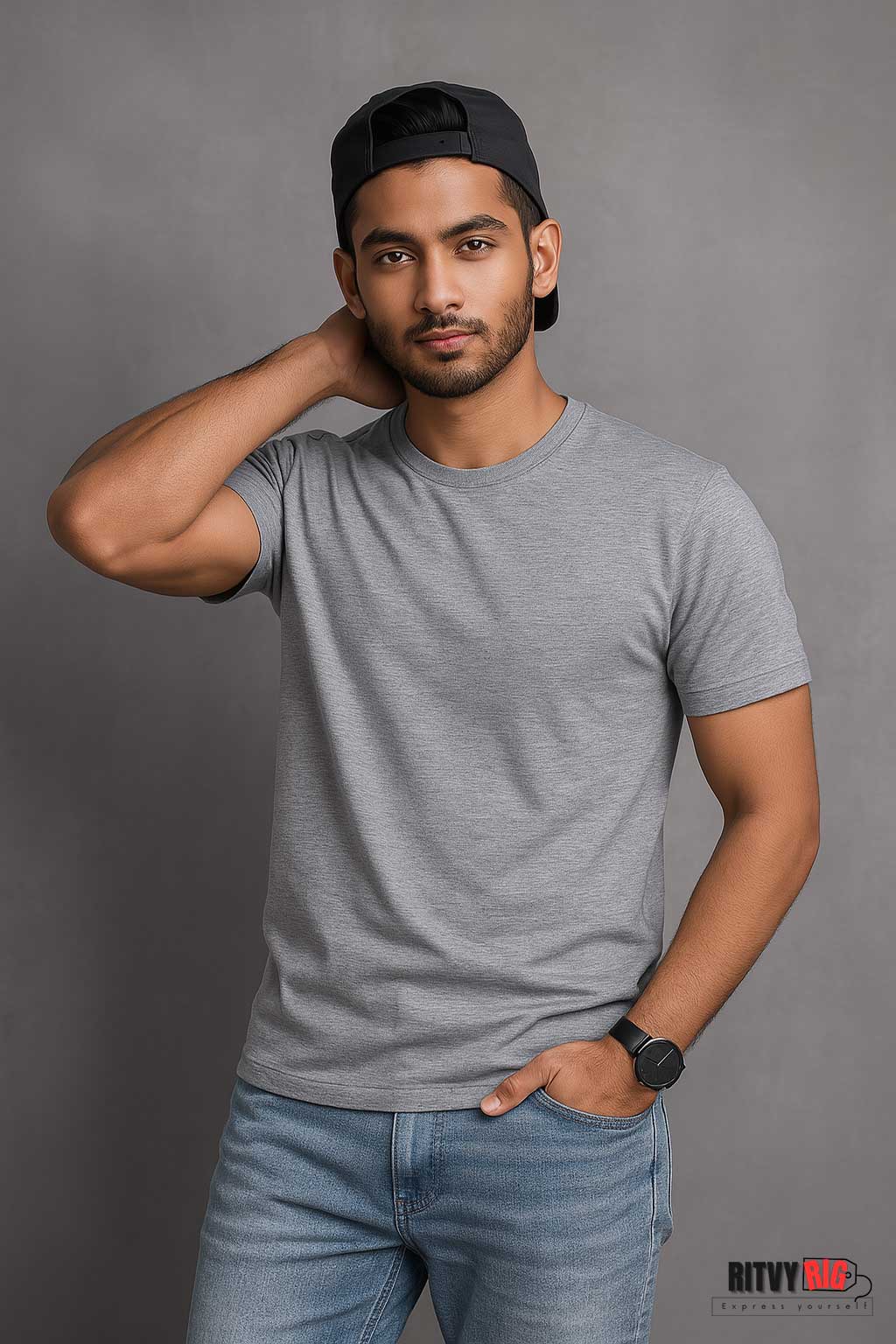 Premium Quality Solid T-shirt - Ash
