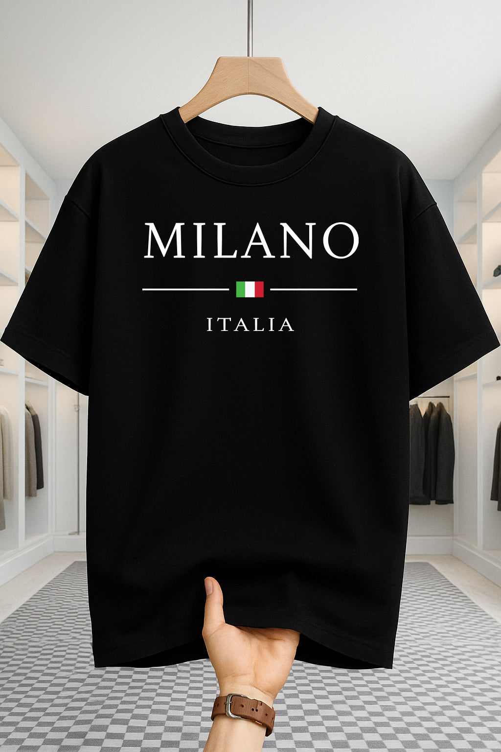 Drop Shoulder T-shirt - Milano Italia - Black