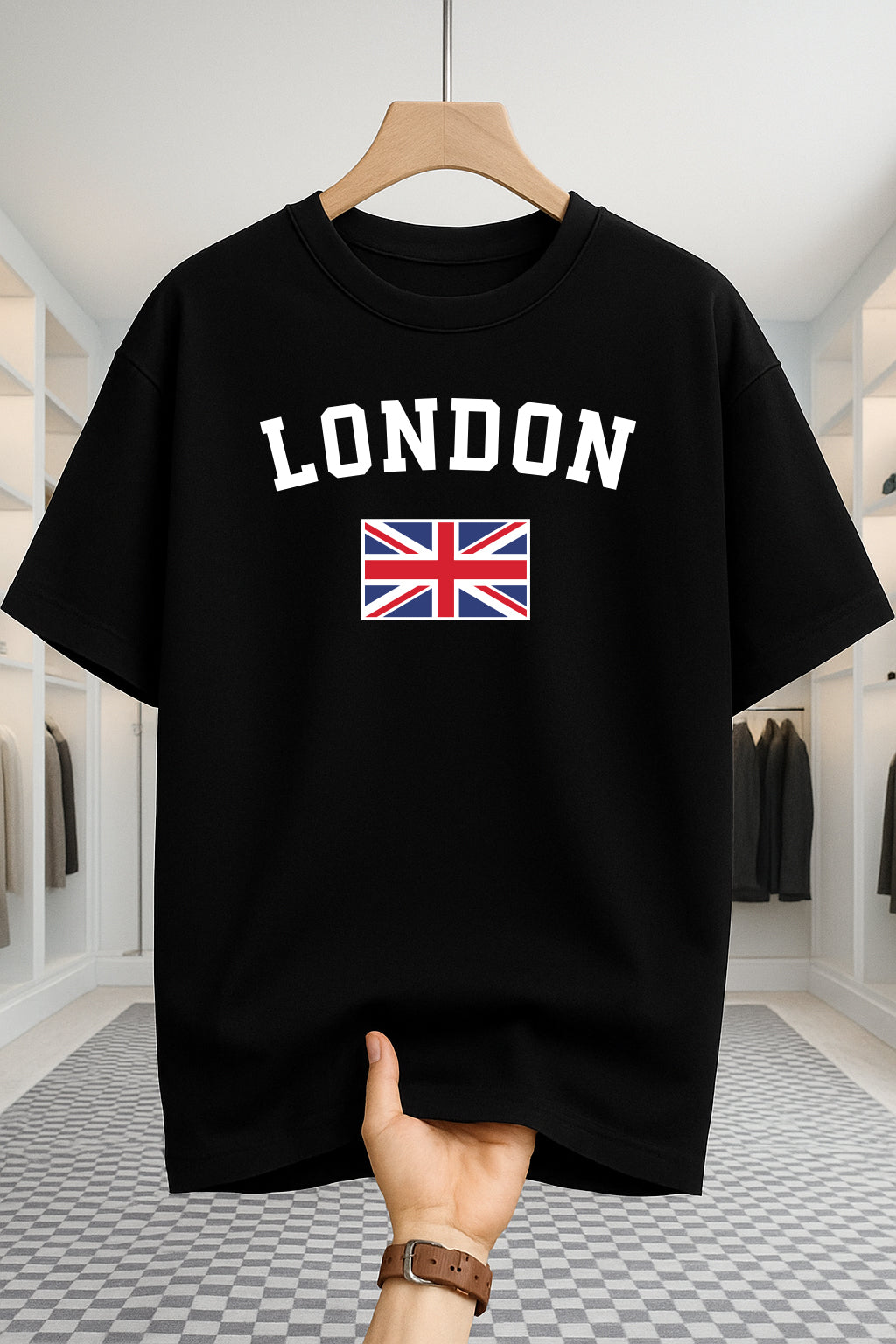 Drop Shoulder T-shirt - London - Black