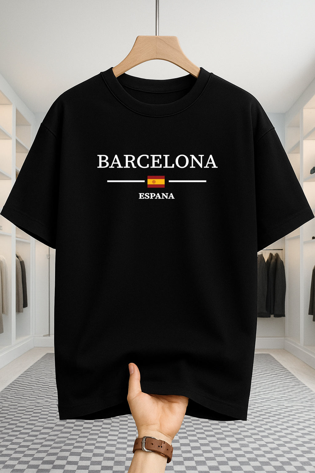 Drop Shoulder T-shirt - Barcelona - Black