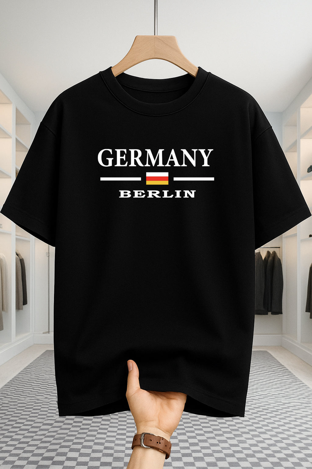 Drop Shoulder T-shirt - Germany - Black