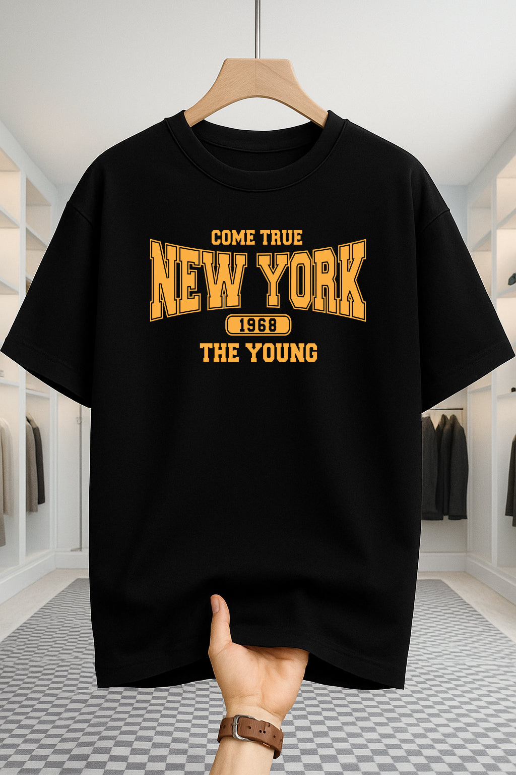 Drop Shoulder T-shirt - NewYork 1968 - Black