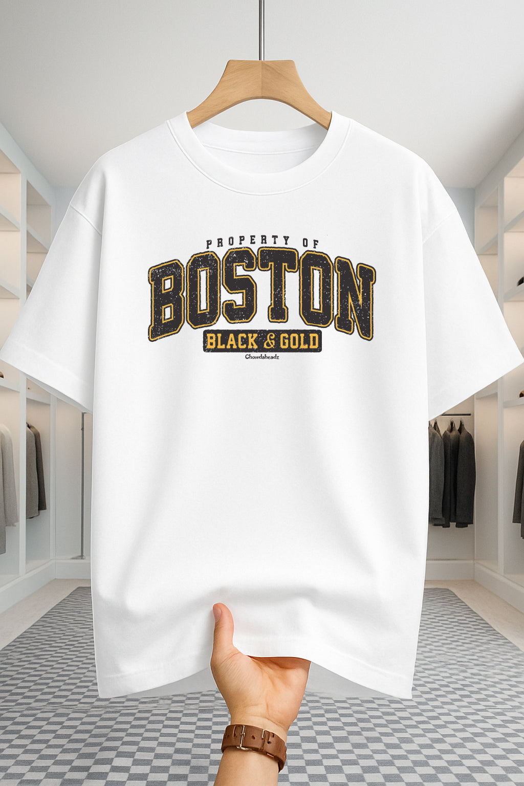 Drop Shoulder T-shirt - Boston - White
