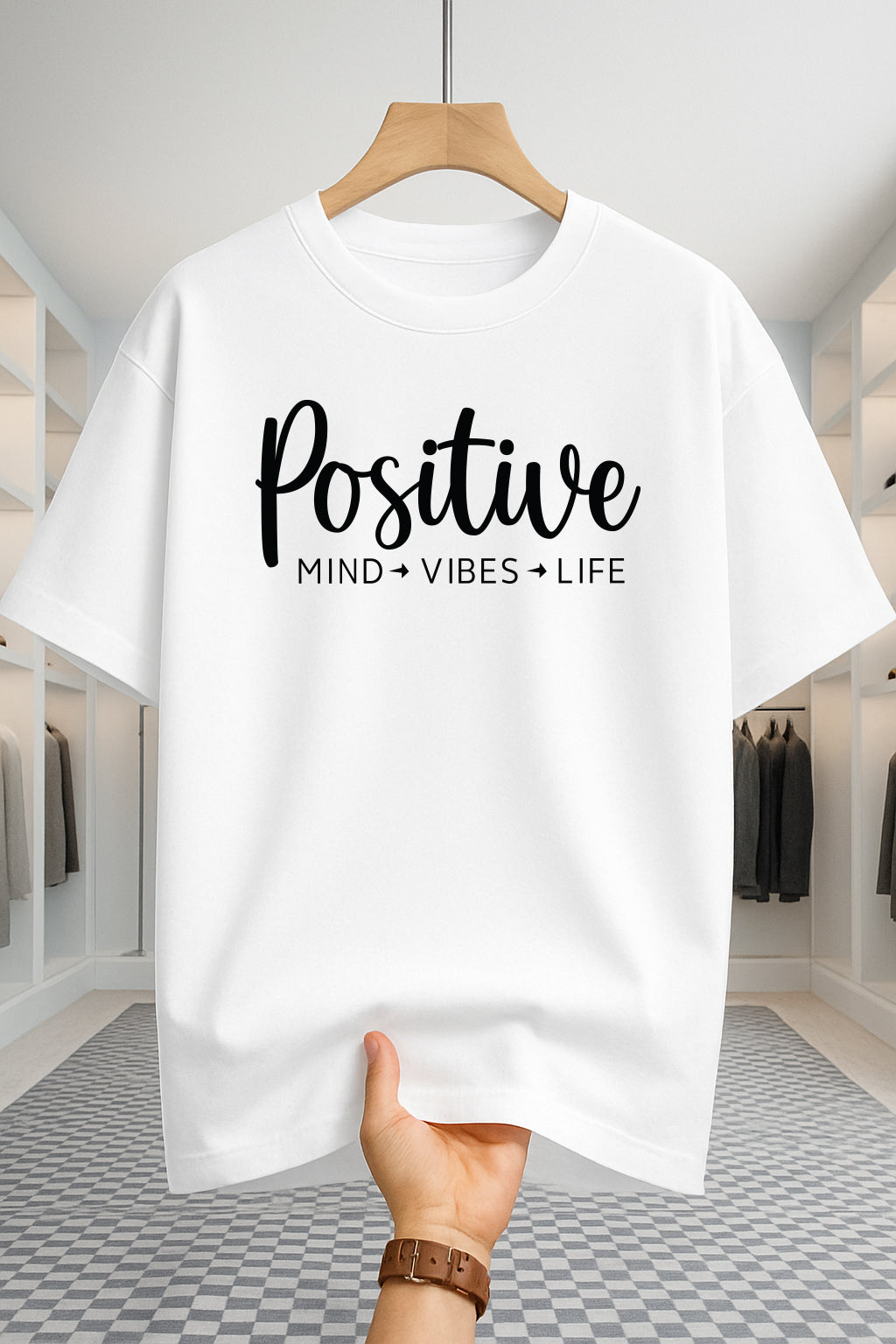 Drop Shoulder T-shirt - Positive - White