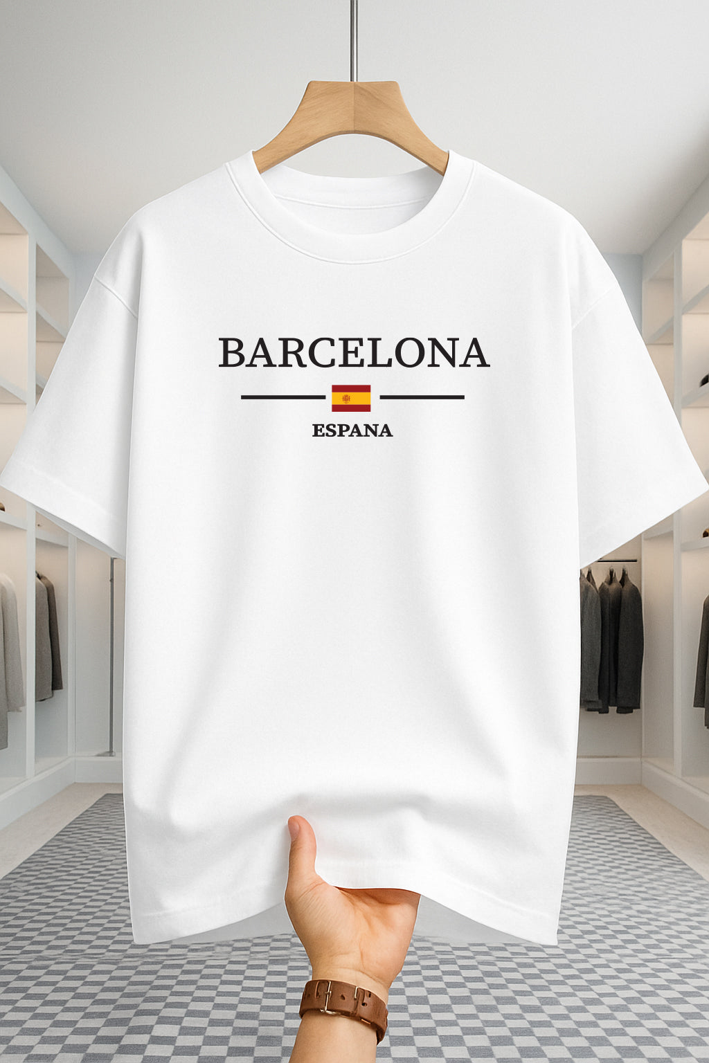 Drop Shoulder T-shirt - Barcelona - White