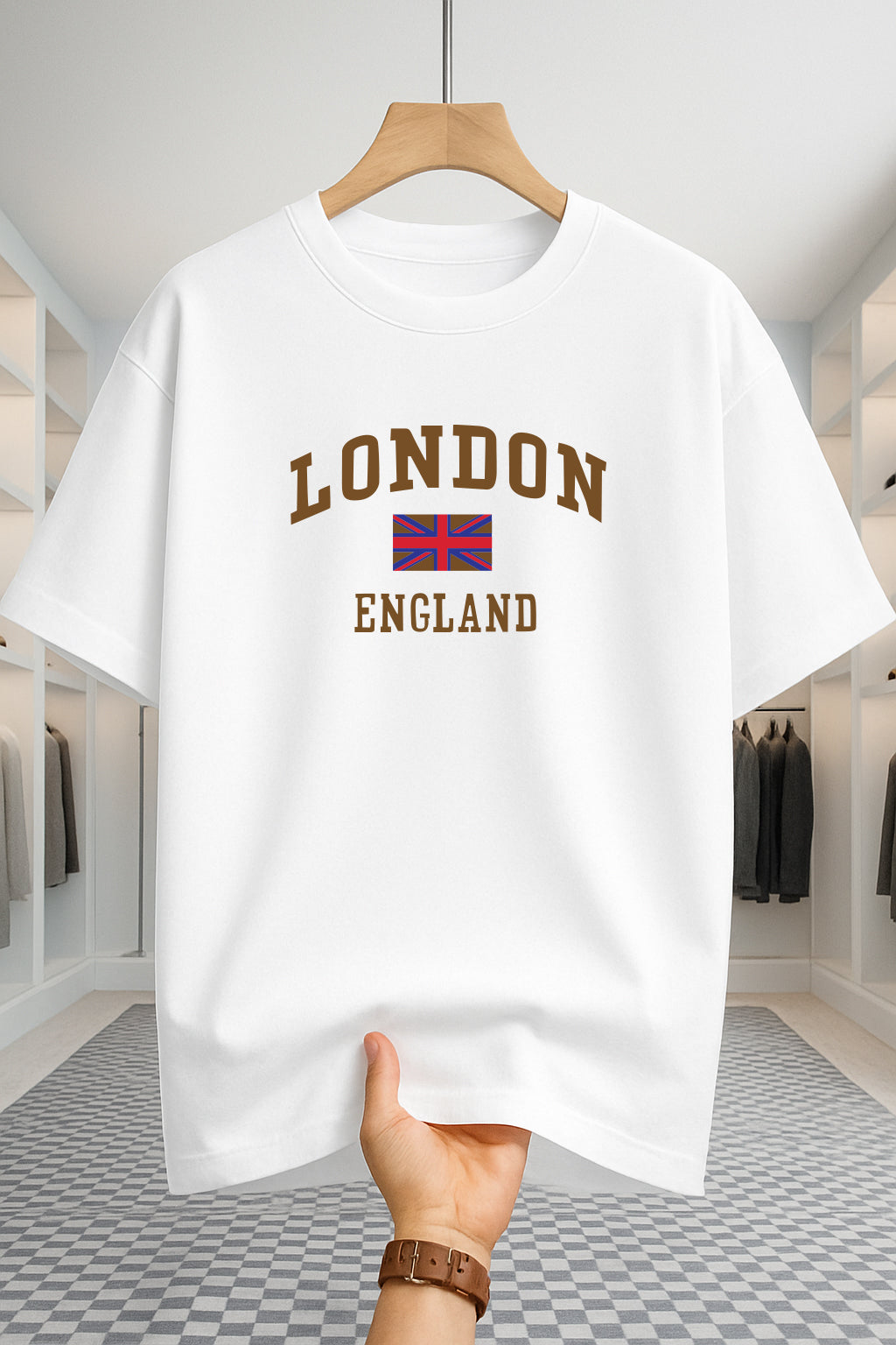 Drop Shoulder T-shirt - London England - White