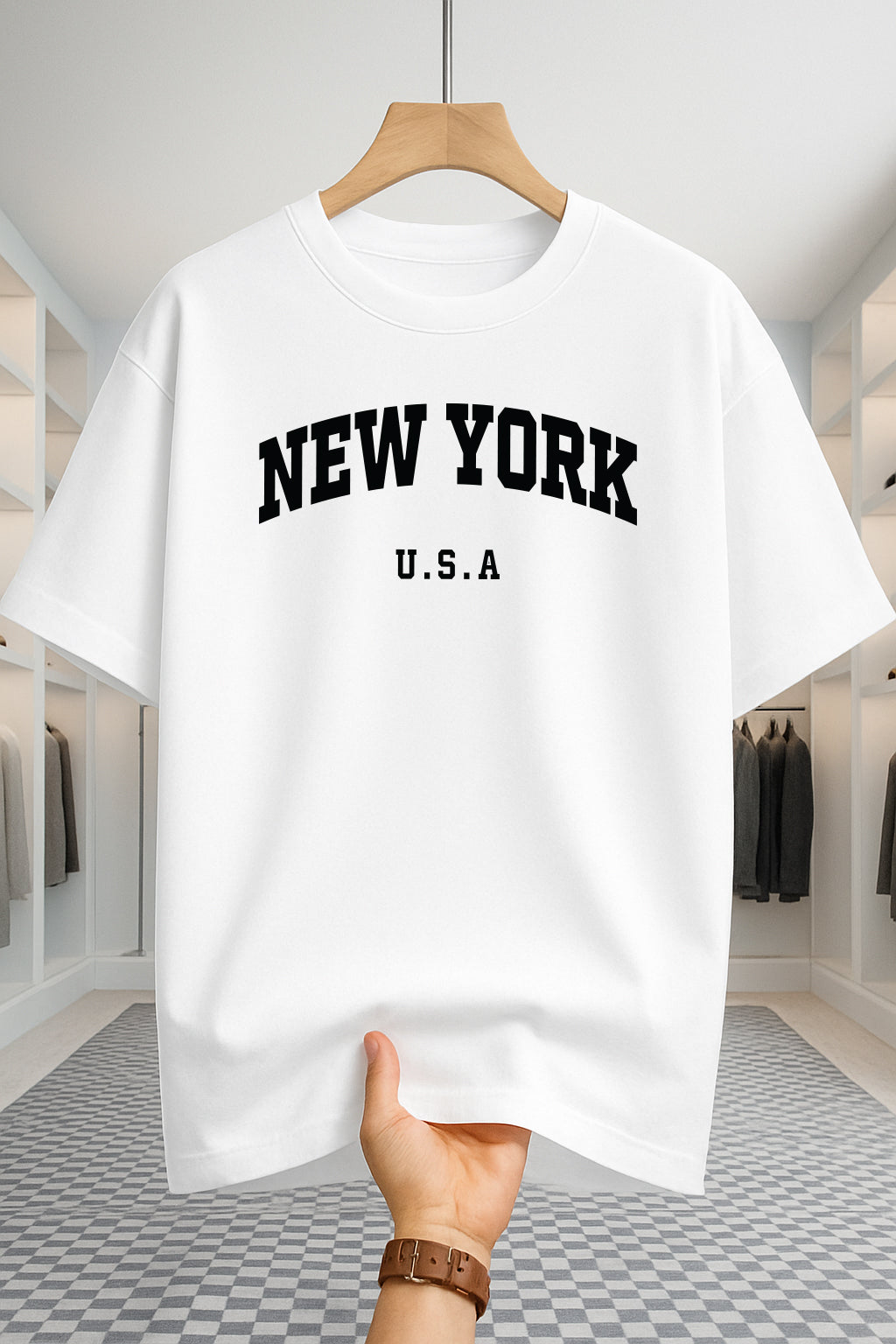 Drop Shoulder T-shirt - NewYork U.S.A - White