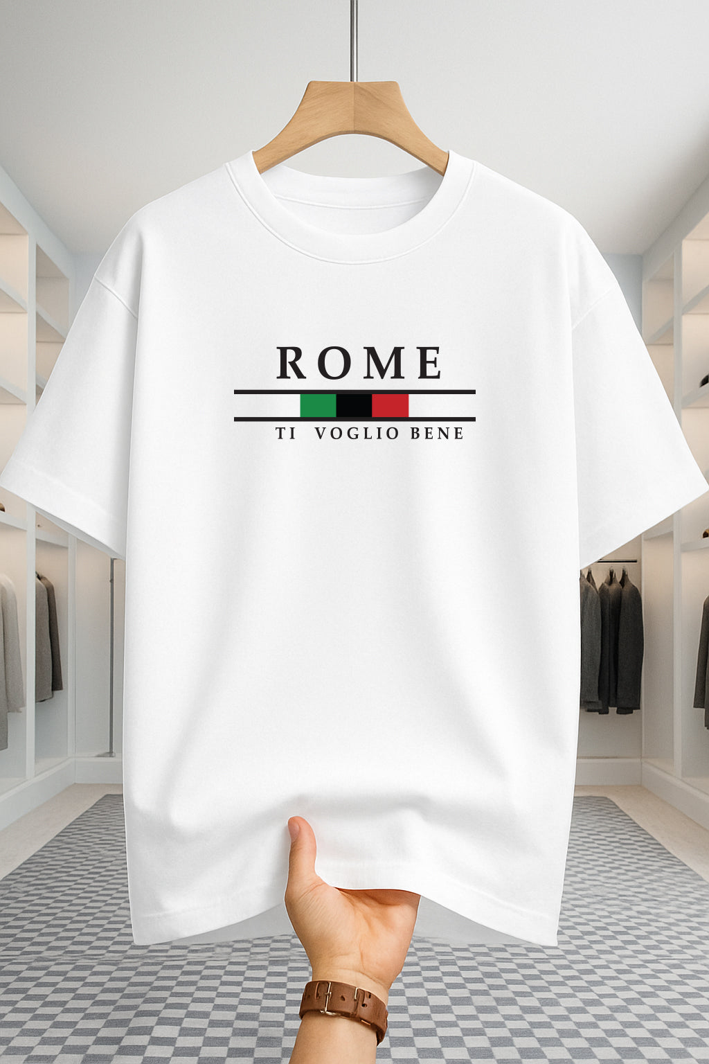 Drop Shoulder T-shirt - Rome - White