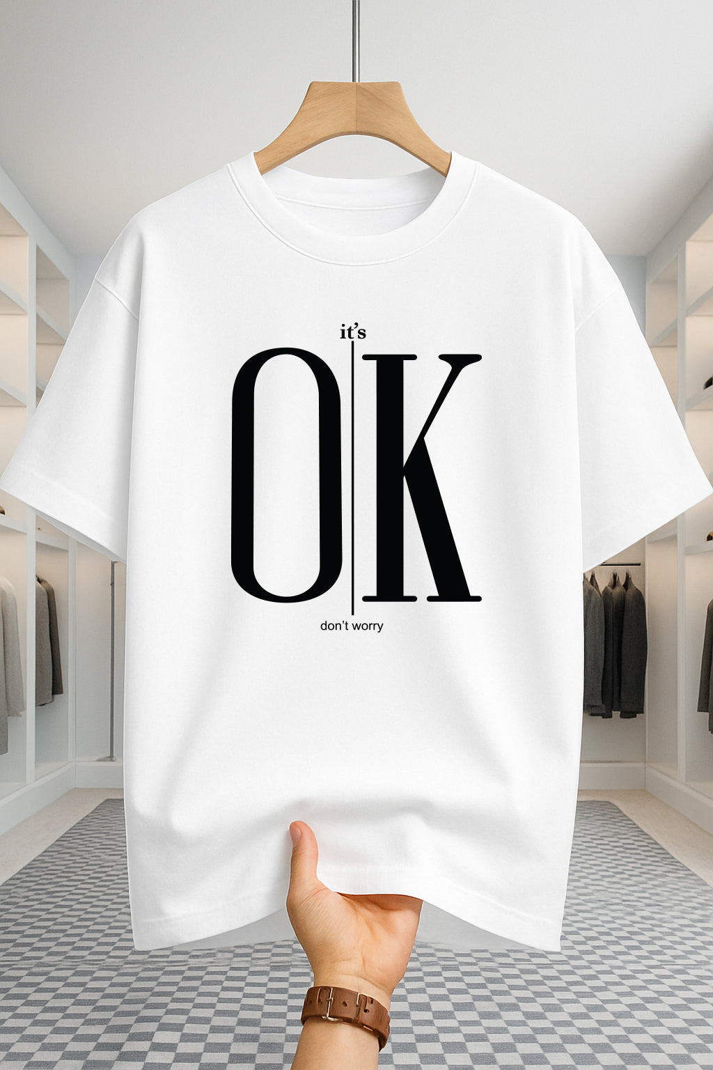 Drop Shoulder T-shirt - OK - White