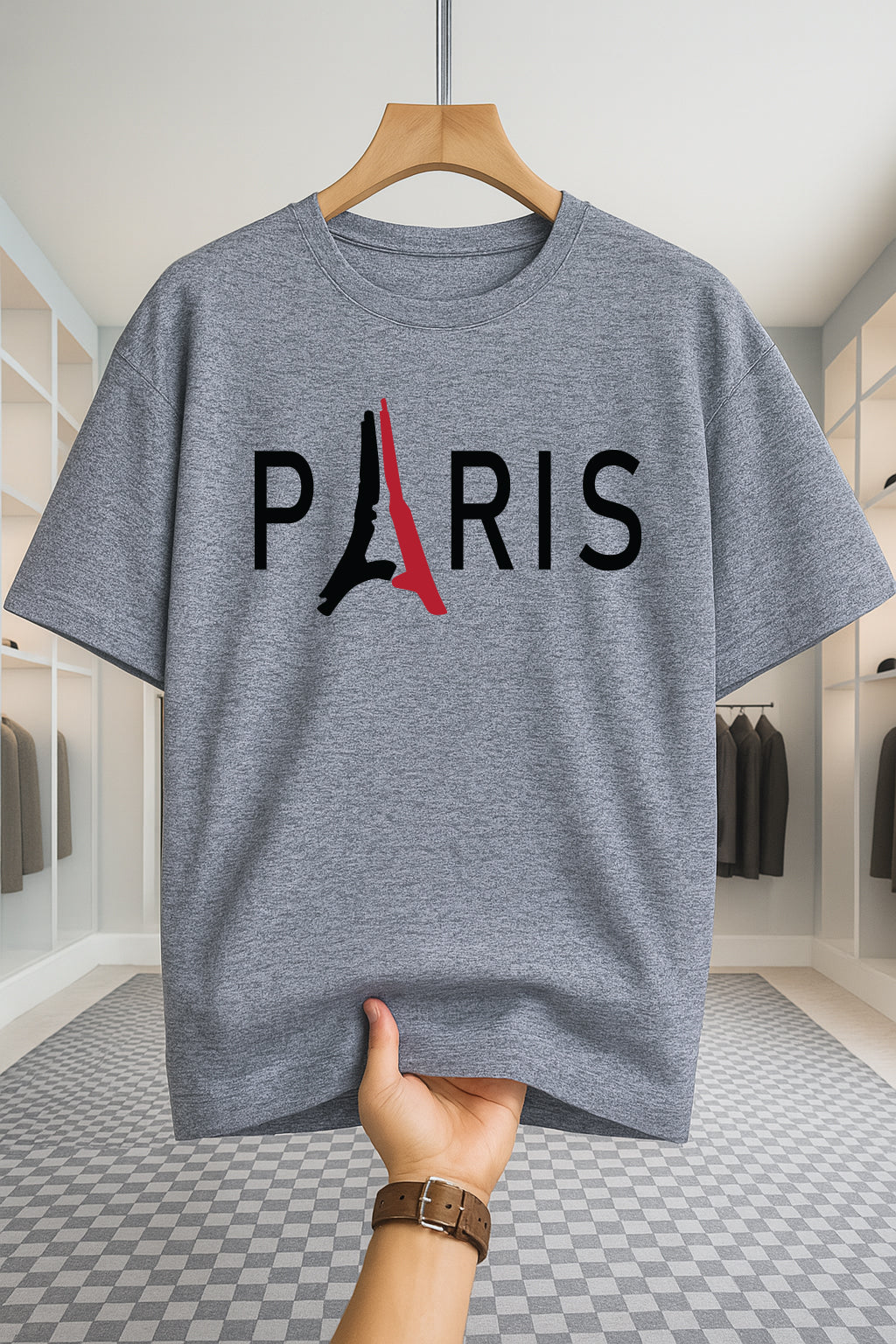 Drop Shoulder T-shirt - Paris 2 - Ash
