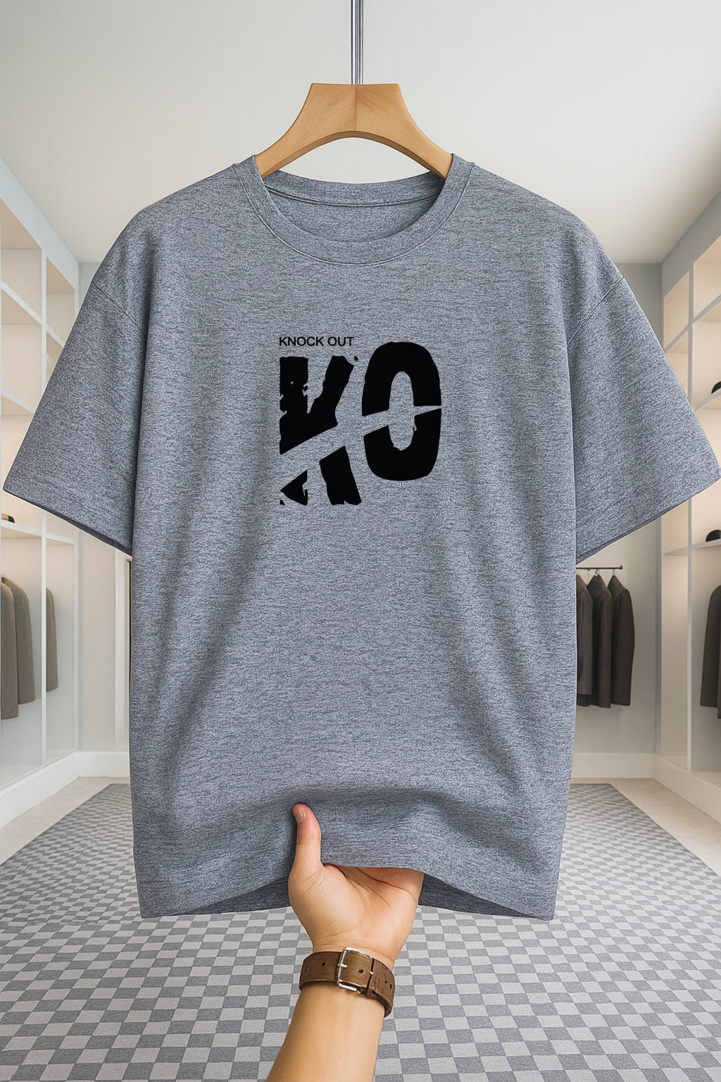 Drop Shoulder T-shirt - Knock Out - Ash