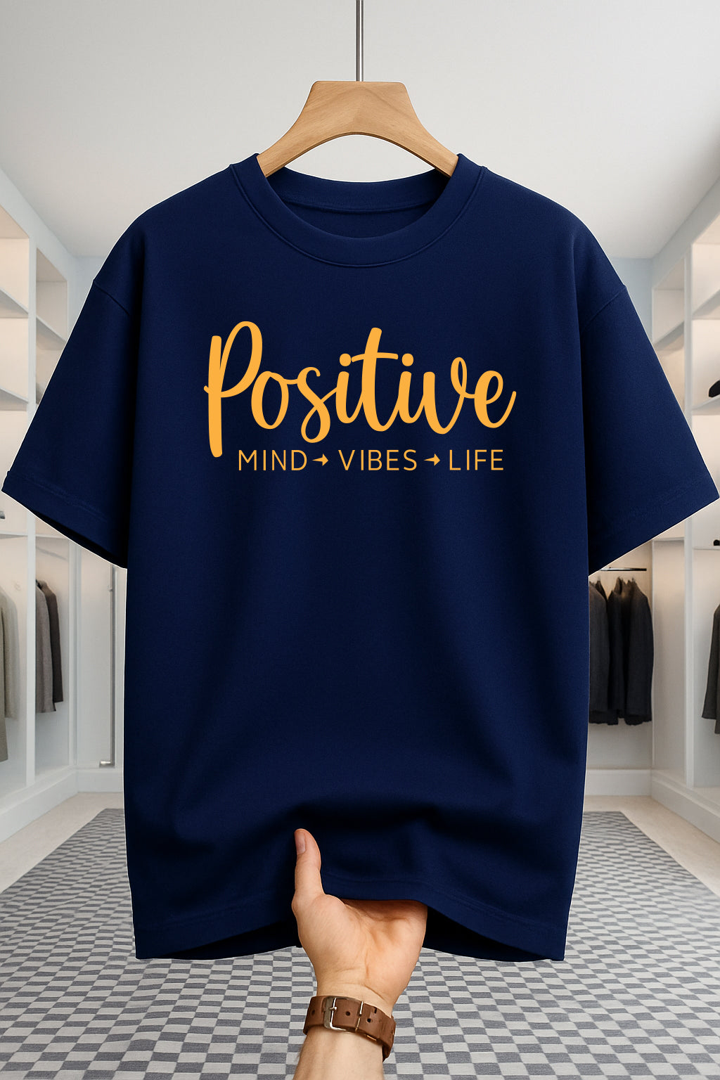 Drop Shoulder T-shirt - Positive - Navy Blue