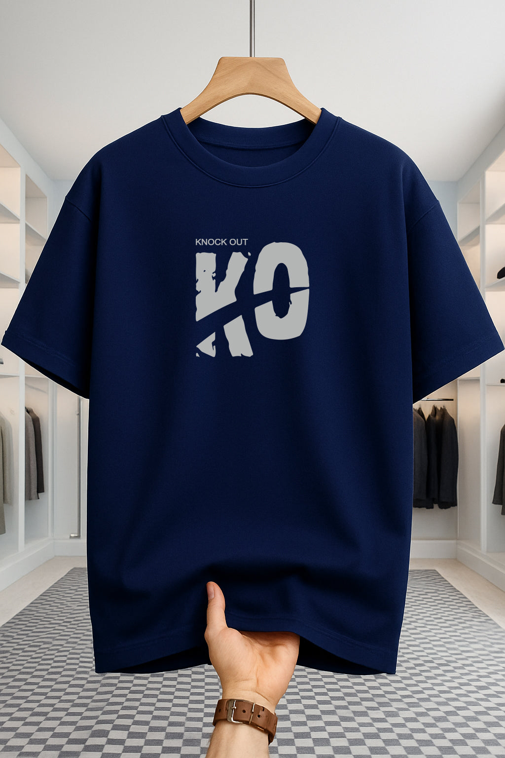 Drop Shoulder T-shirt - Knock Out - Navy Blue