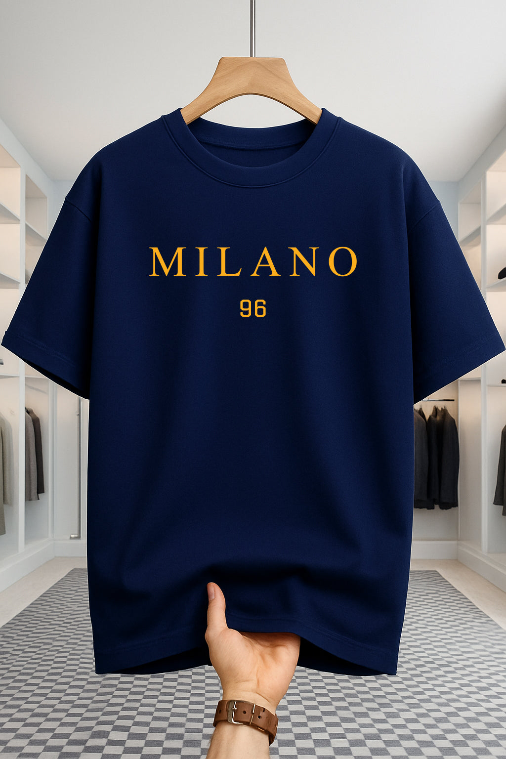 Drop Shoulder T-shirt - Milano 96 - Navy Blue
