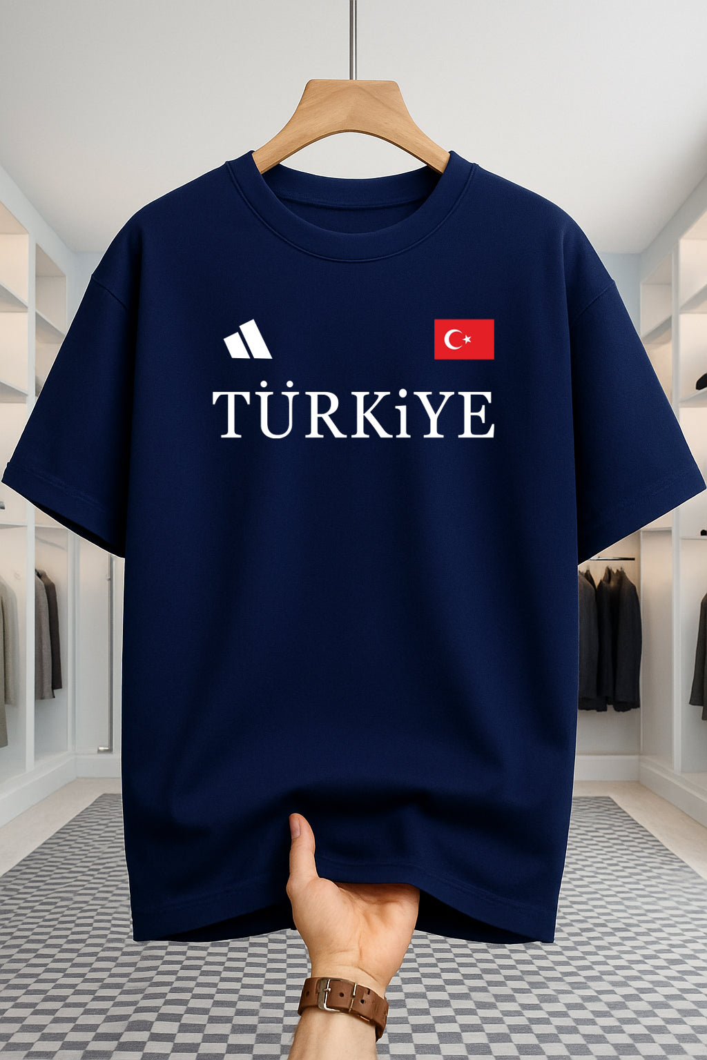 Drop Shoulder T-shirt - Turkiye - Navy Blue