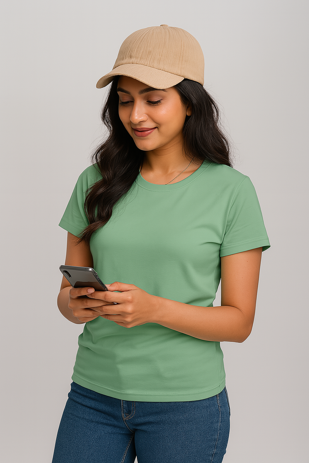 Premium Quality Solid T-shirt for Women - Mint