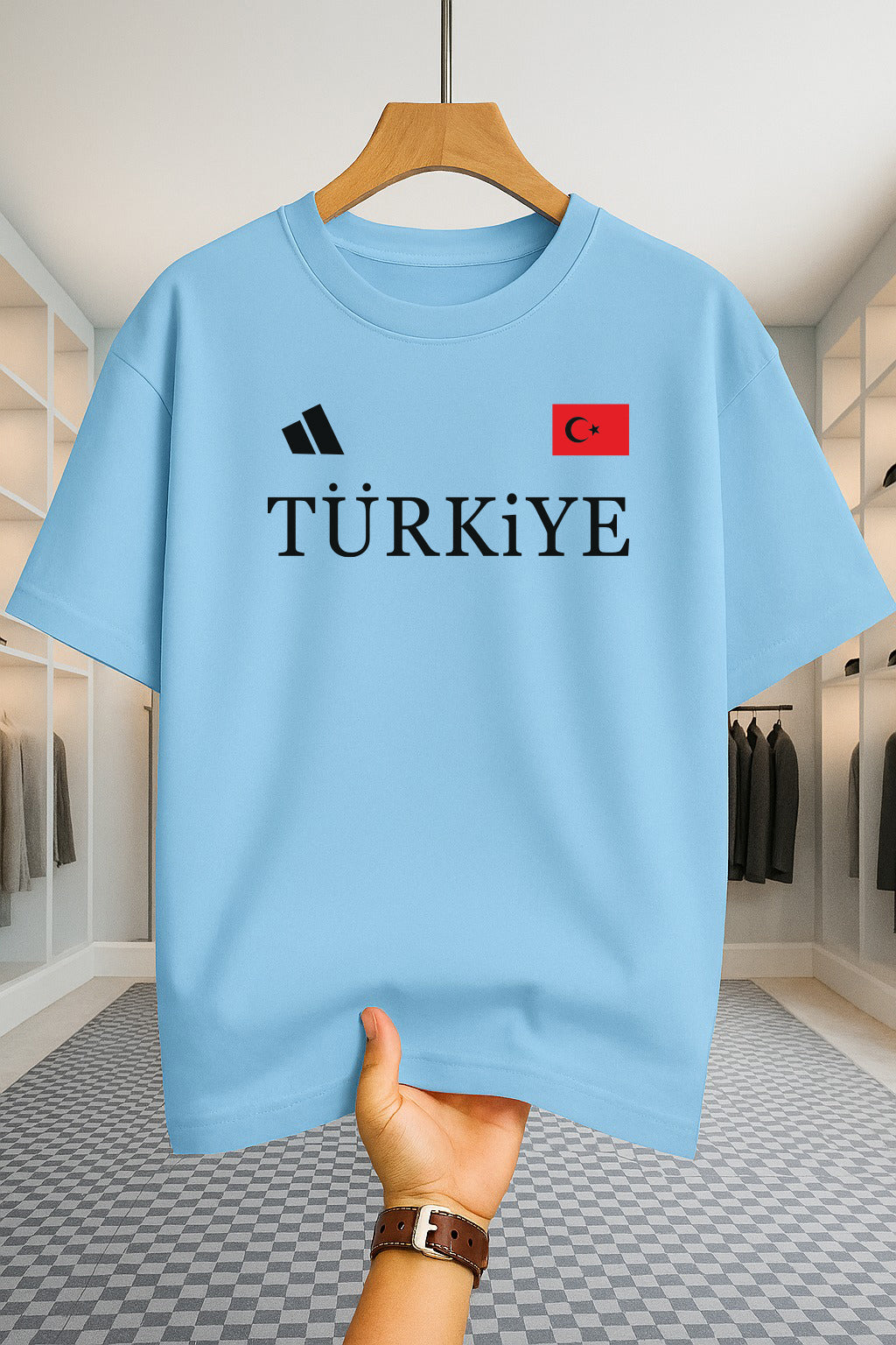 Drop Shoulder T-shirt - Turkiye - Sky Blue