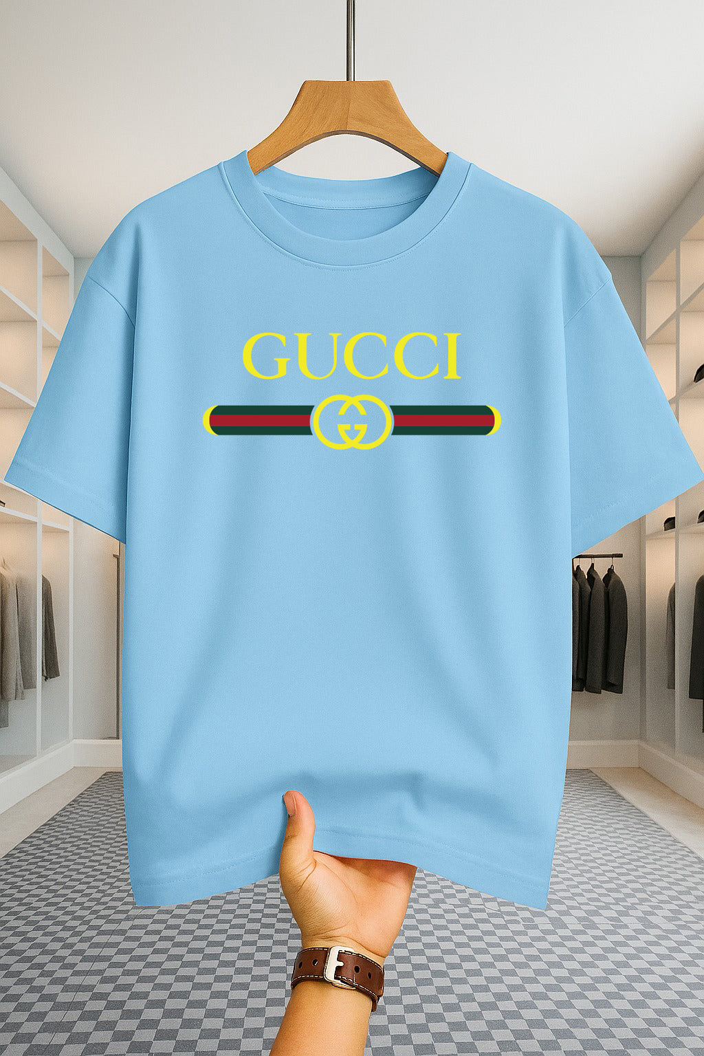 Drop Shoulder T-shirt - Gucci - Sky Blue