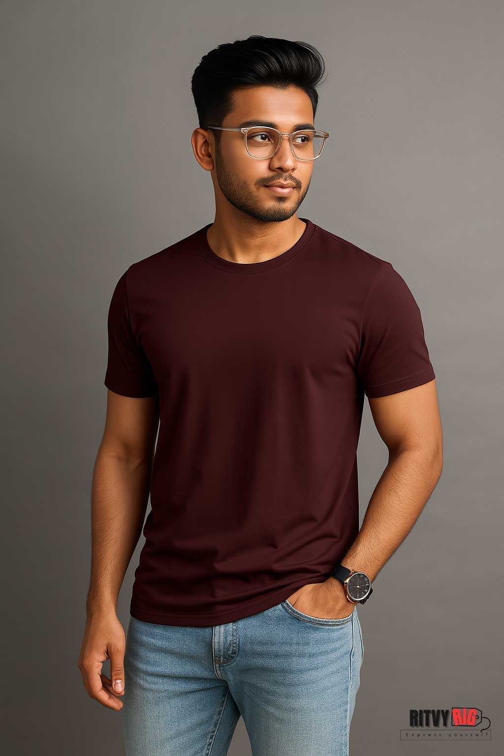 Premium Quality Solid T-shirt - Coffee