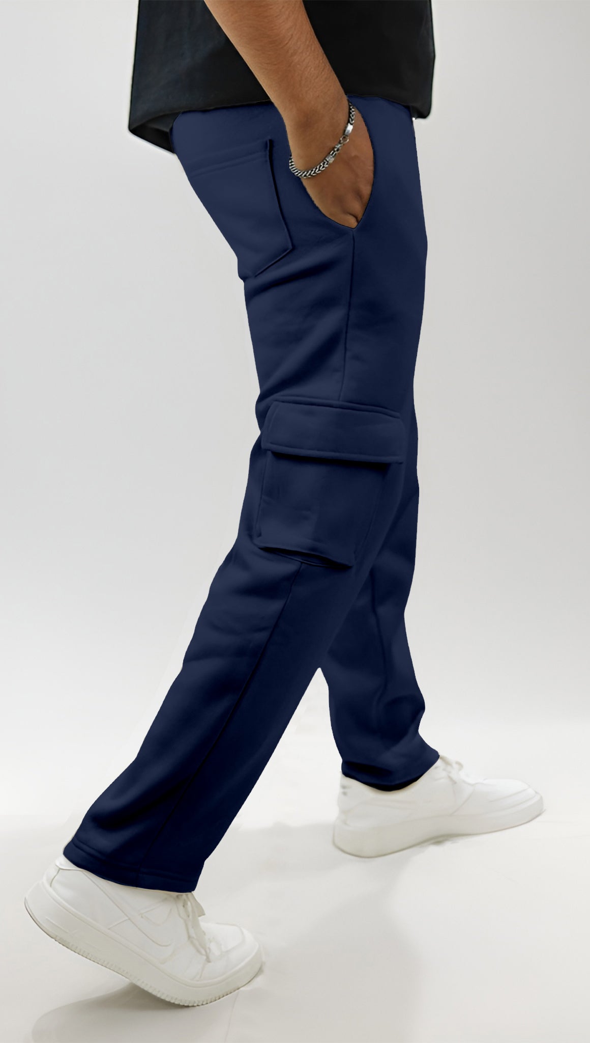 Premium Terry Cotton  Baggy Trouser - Navy