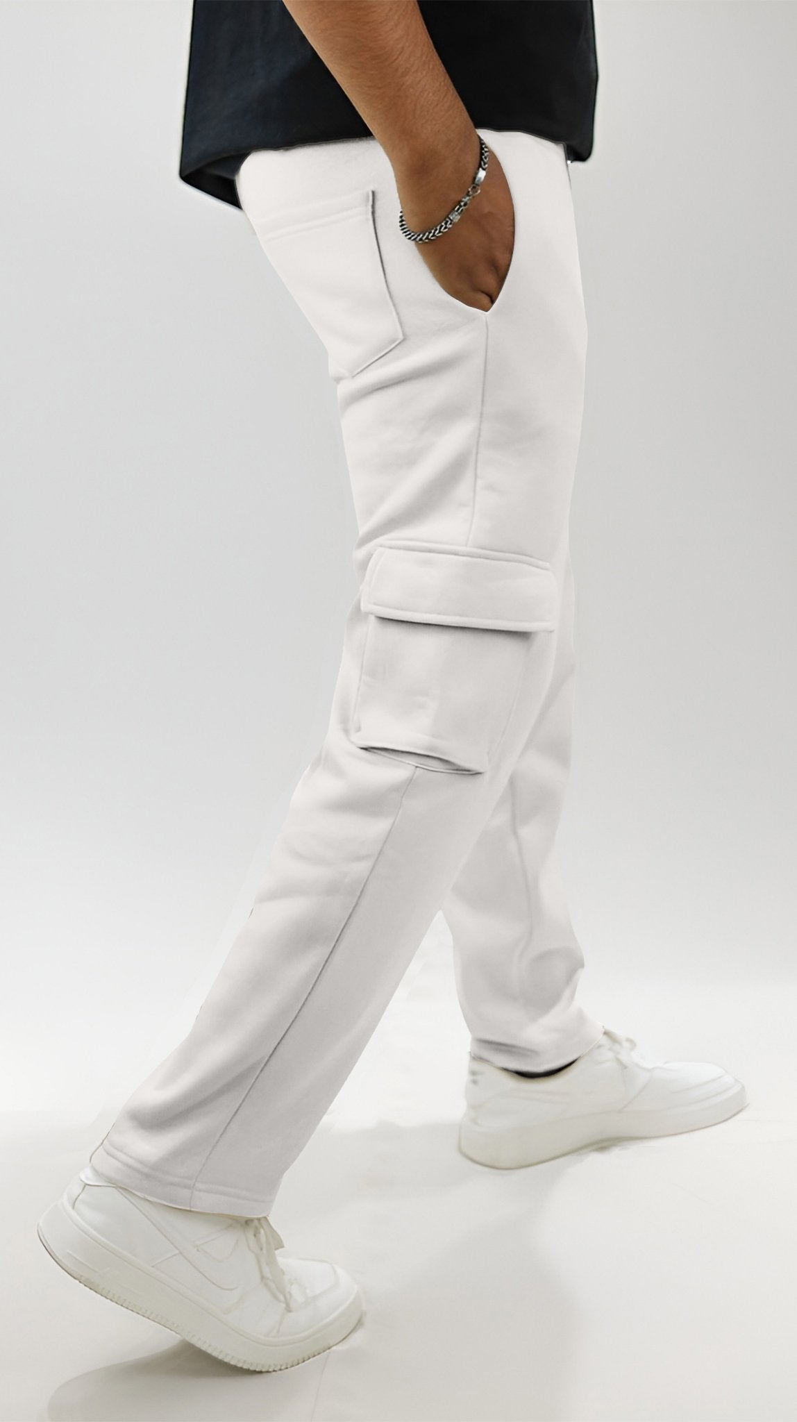Premium Terry Cotton  Baggy Trouser - white