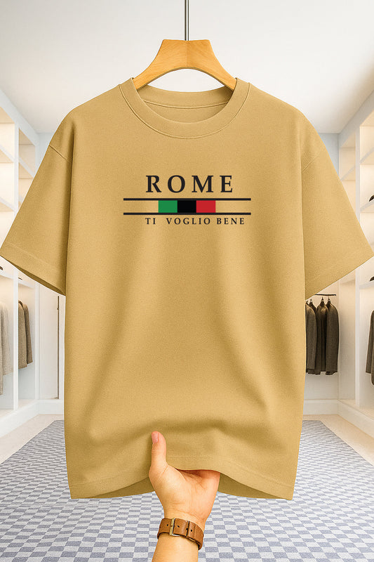 Drop Shoulder T-shirt - Rome - Beige