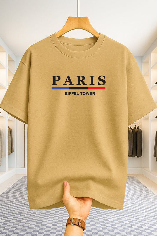 Drop Shoulder T-shirt - Paris Stripe - Beige
