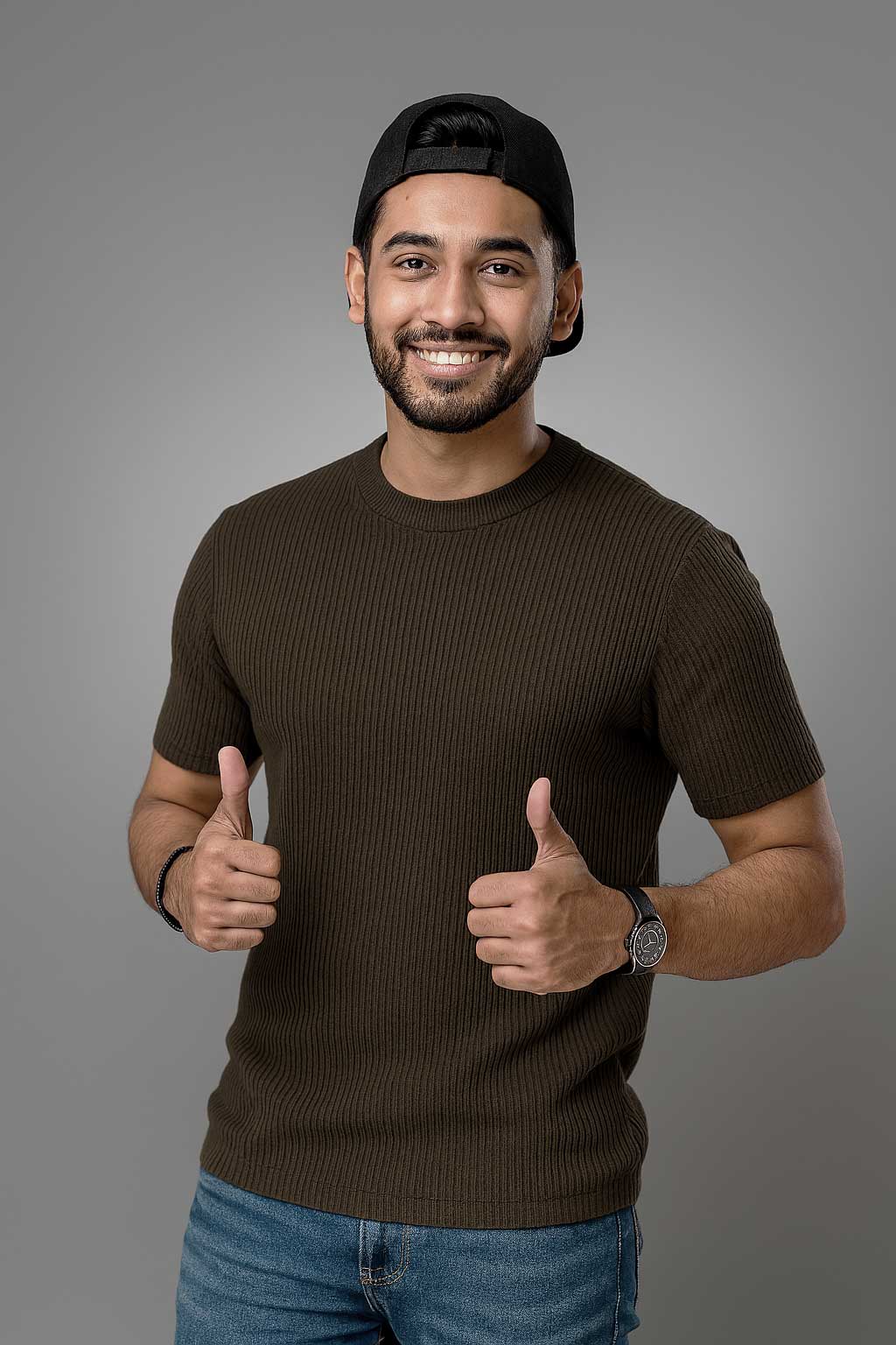 Premium Quality RIB T-shirt - Dark Chocolate