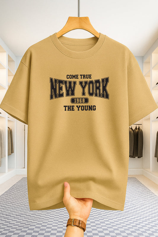 Drop Shoulder T-shirt - NewYork 1968 - Beige