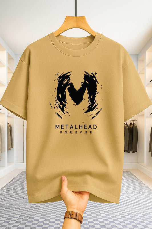 Drop Shoulder T-shirt - Metalhead - Beige