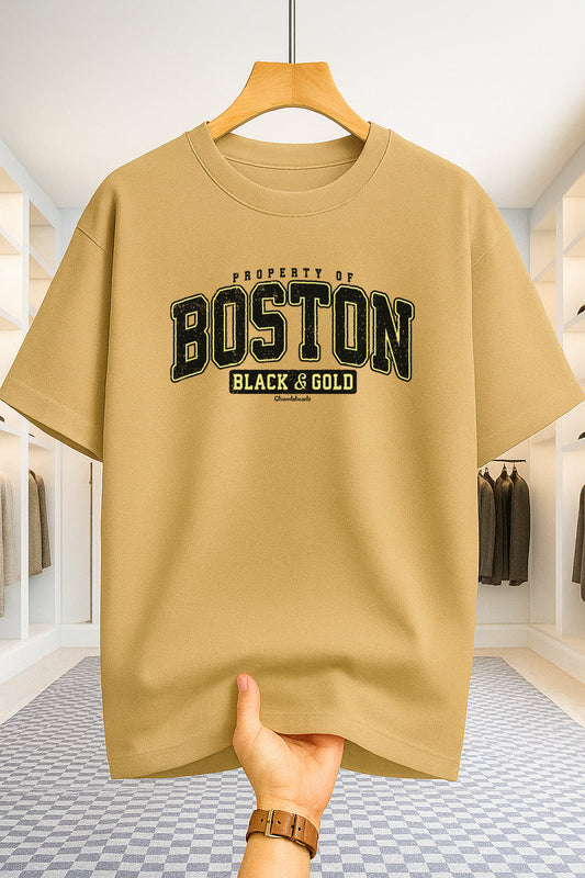 Drop Shoulder T-shirt - Boston - Beige