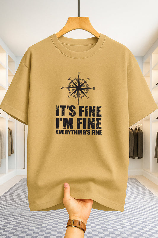 Drop Shoulder T-shirt - Its Fine - Beige