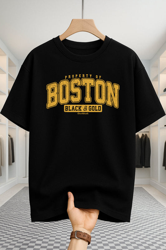 Drop Shoulder T-shirt - Boston - Black