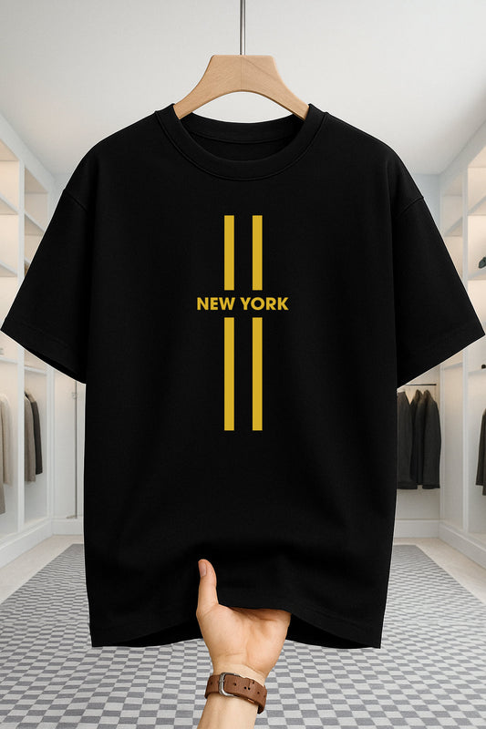 Drop Shoulder T-shirt - NewYork - Black