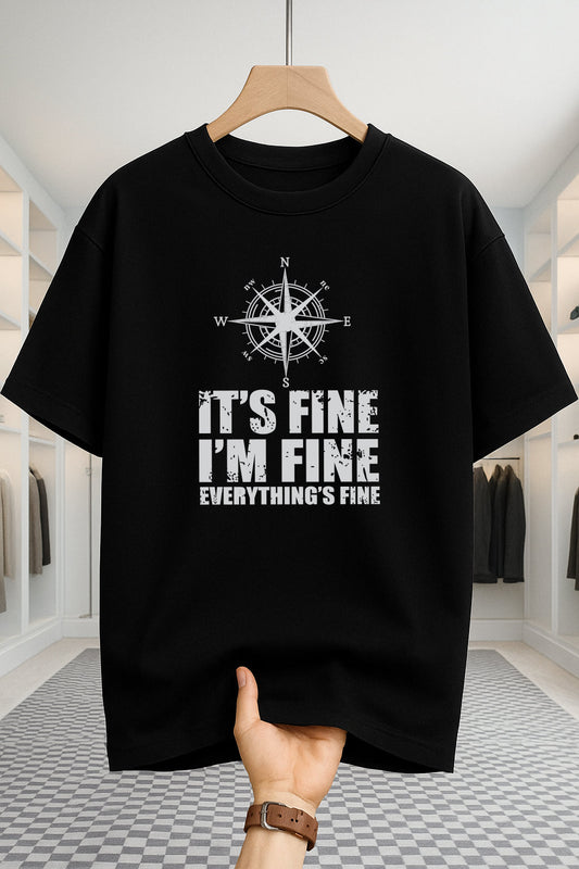 Drop Shoulder T-shirt - Its Fine - Black