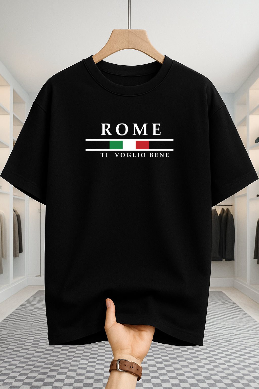 Drop Shoulder T-shirt - Rome - Black