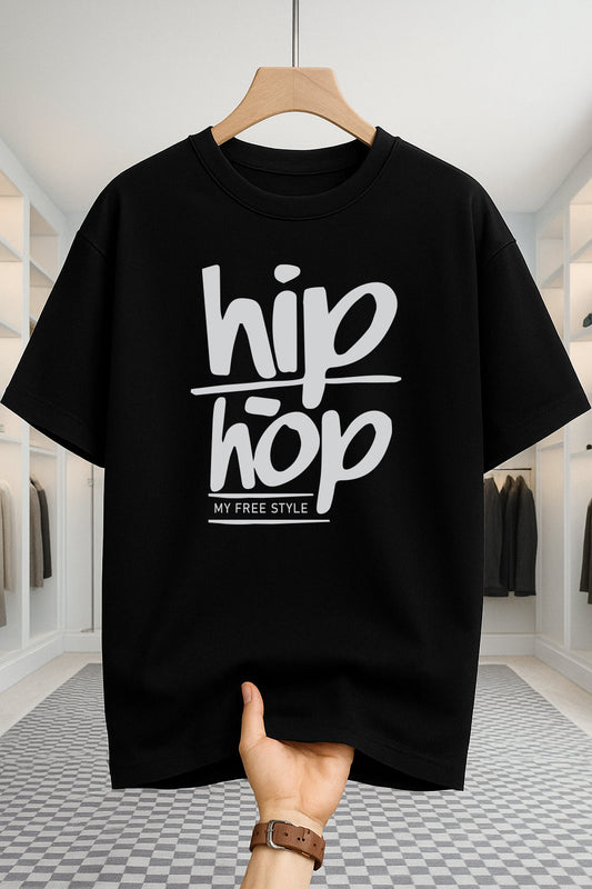 Drop Shoulder T-shirt - HipHop - Black
