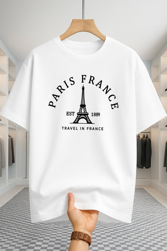Drop Shoulder T-shirt - Paris 1889 - White