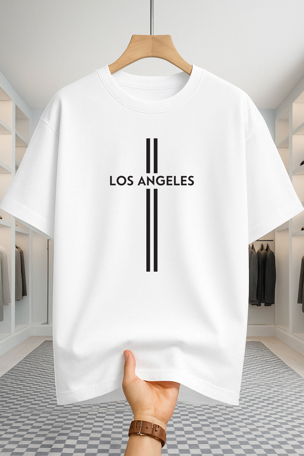 Drop Shoulder T-shirt - Los Angeles - White