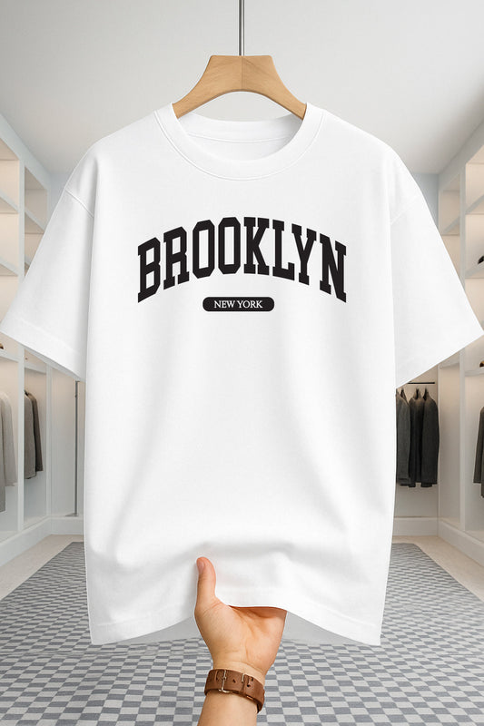 Drop Shoulder T-shirt - Brooklyn - White