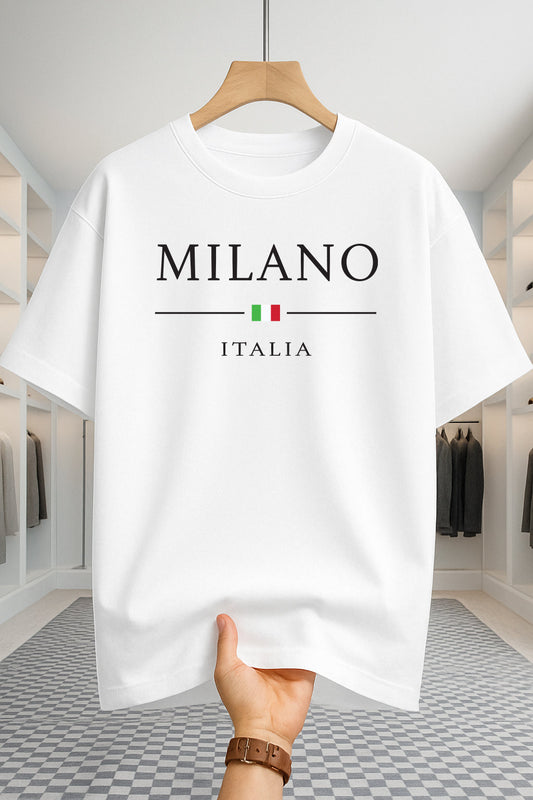 Drop Shoulder T-shirt - Milano Italia - White