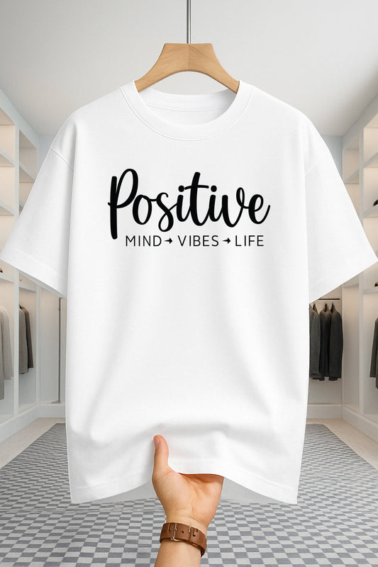 Drop Shoulder T-shirt - Positive - White
