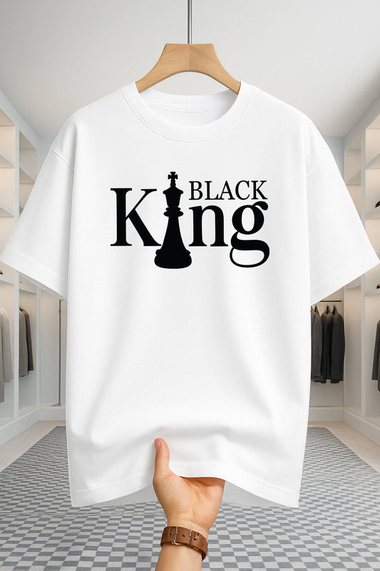 Drop Shoulder T-shirt - Black King - White