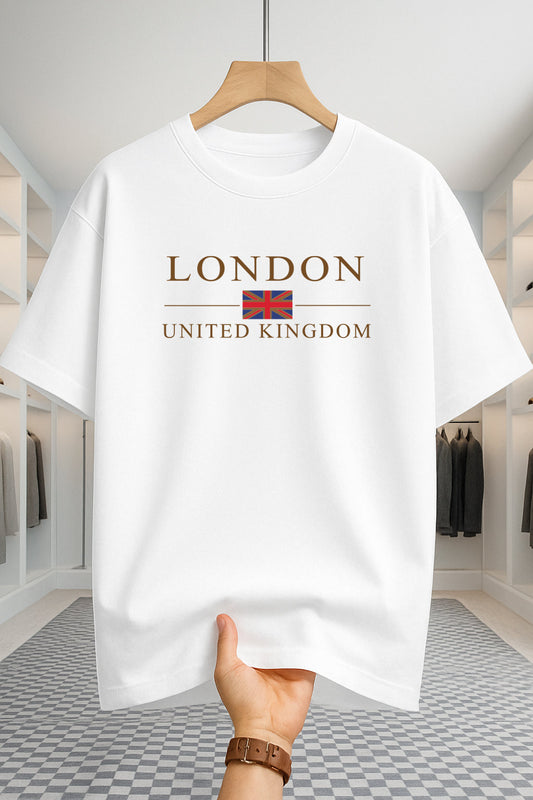 Drop Shoulder T-shirt - London UK - White