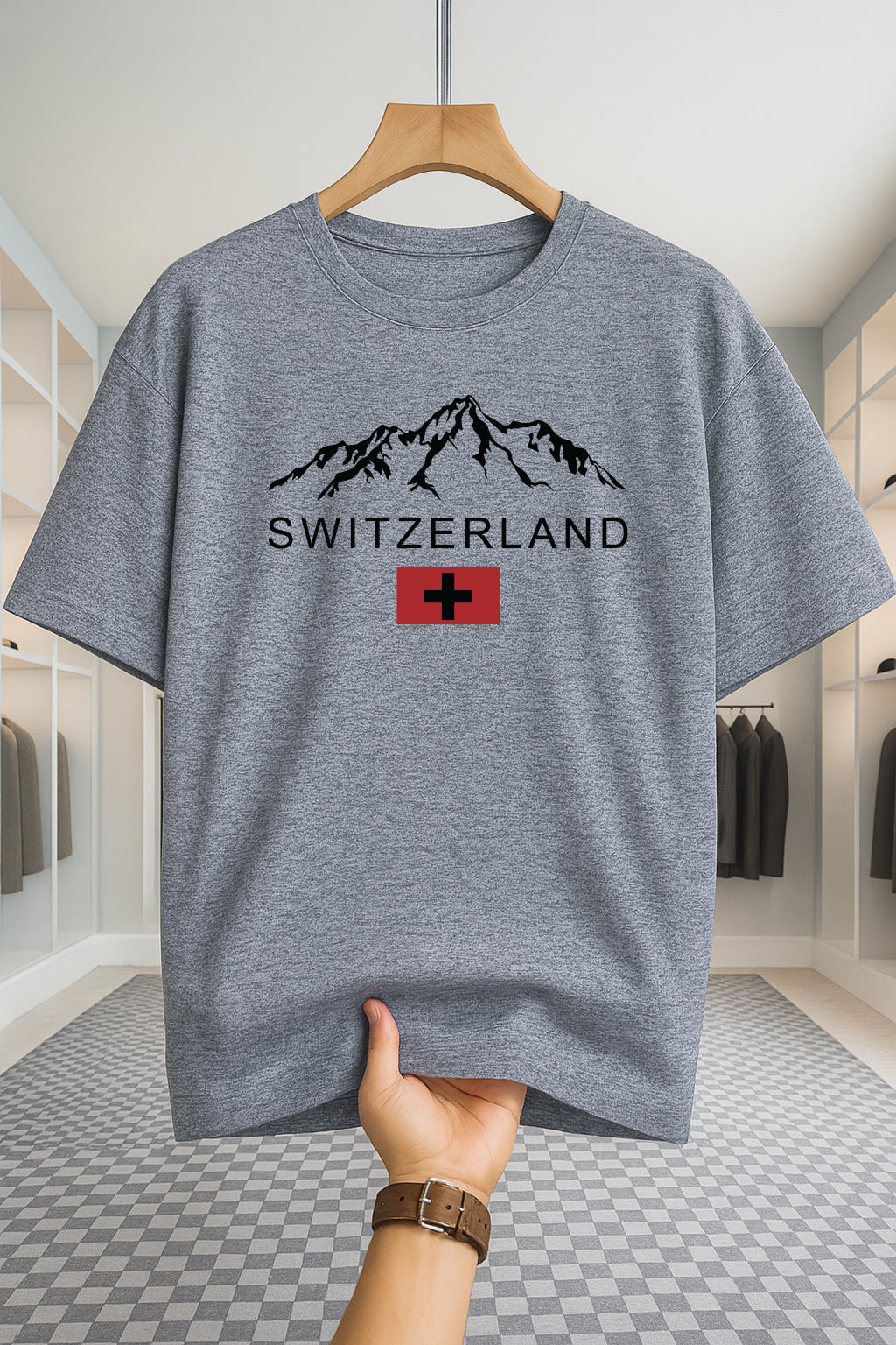 Drop Shoulder T-shirt - Switzerland - Ash