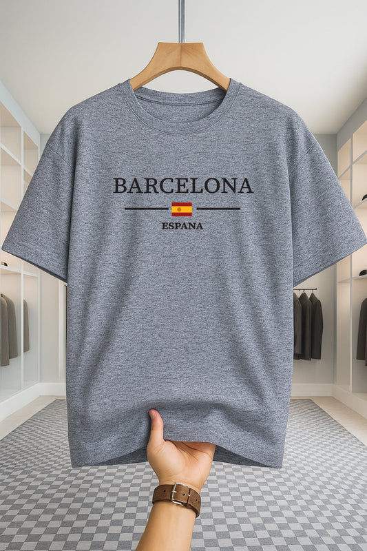 Drop Shoulder T-shirt - Barcelona - Ash