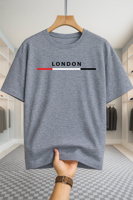 Drop Shoulder T-shirt - London Stripe- Ash