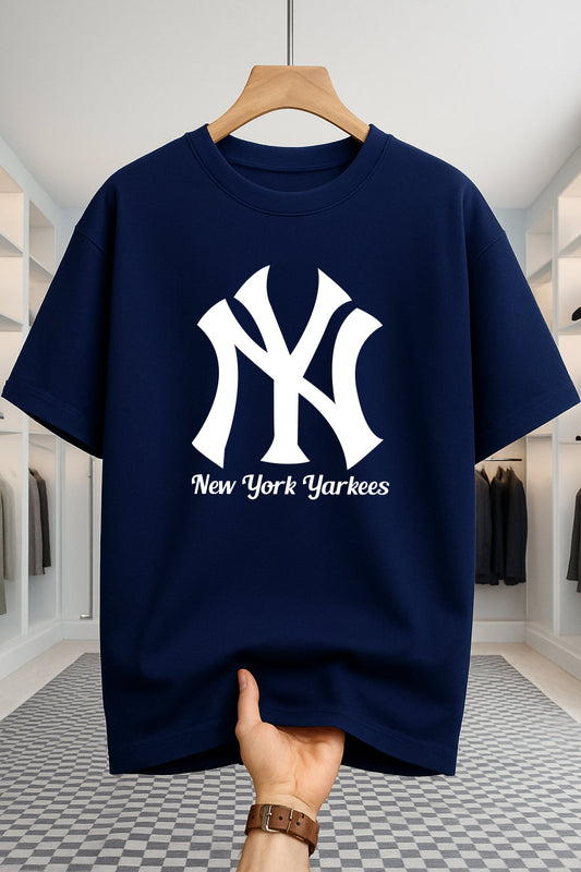 Drop Shoulder T-shirt - NY - Navy Blue