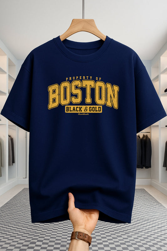 Drop Shoulder T-shirt - Boston - Navy Blue