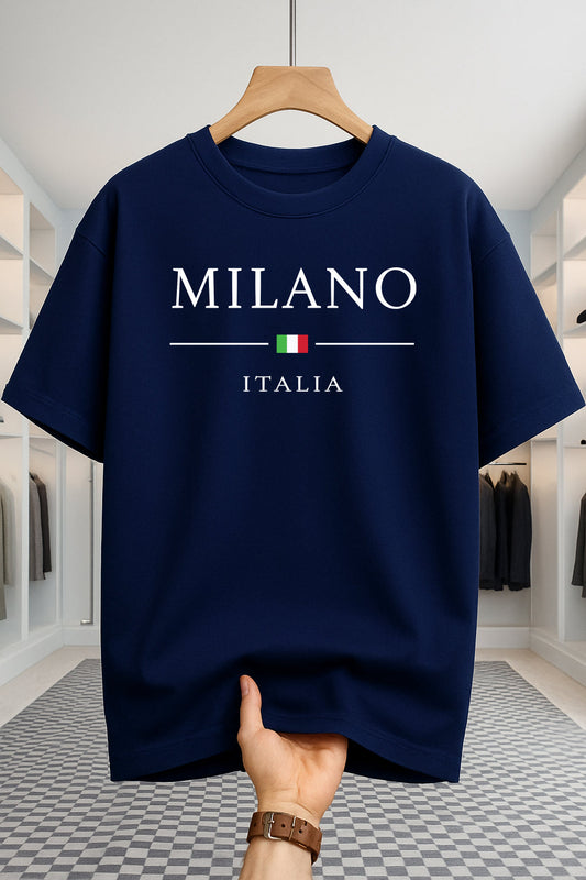 Drop Shoulder T-shirt - Milano Italia - Navy Blue